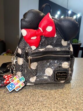 Disney Parks exclusive Loungefly sequin minnie mouse backpack